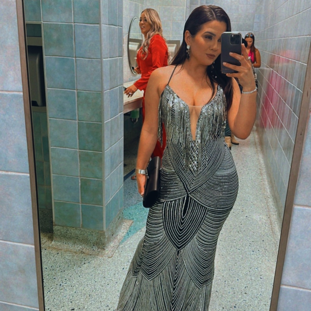 Silver Dress with Elegant Design and Flattering Fit
